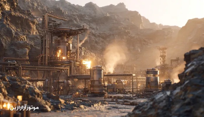 استقامت در دمای بالا؛ نمای تاسیسات صنعتی در اقلیم کوهستانی گلشن و راسک و نشان‌دهنده عملکرد پایدار روغن موتور و صنعتی موتورآرا رازین