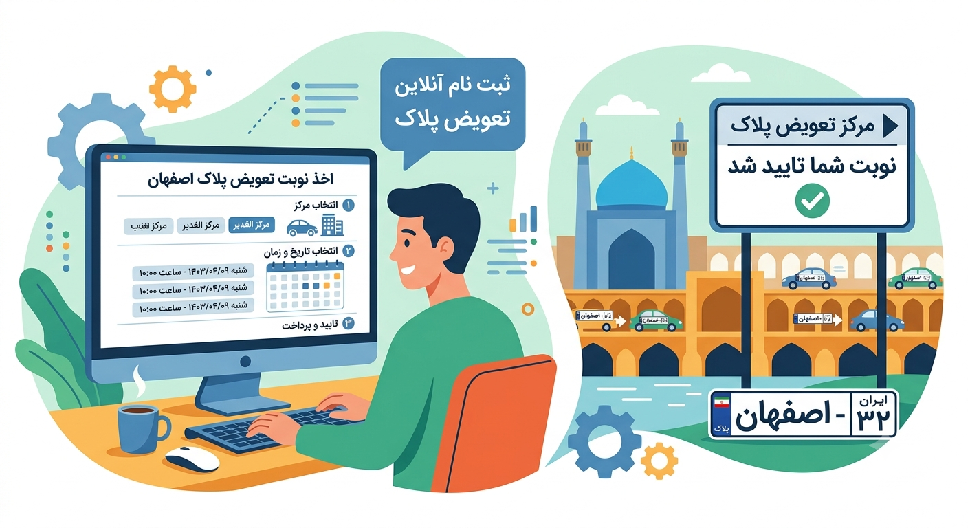 اخذ نوبت تعویض پلاک اصفهان