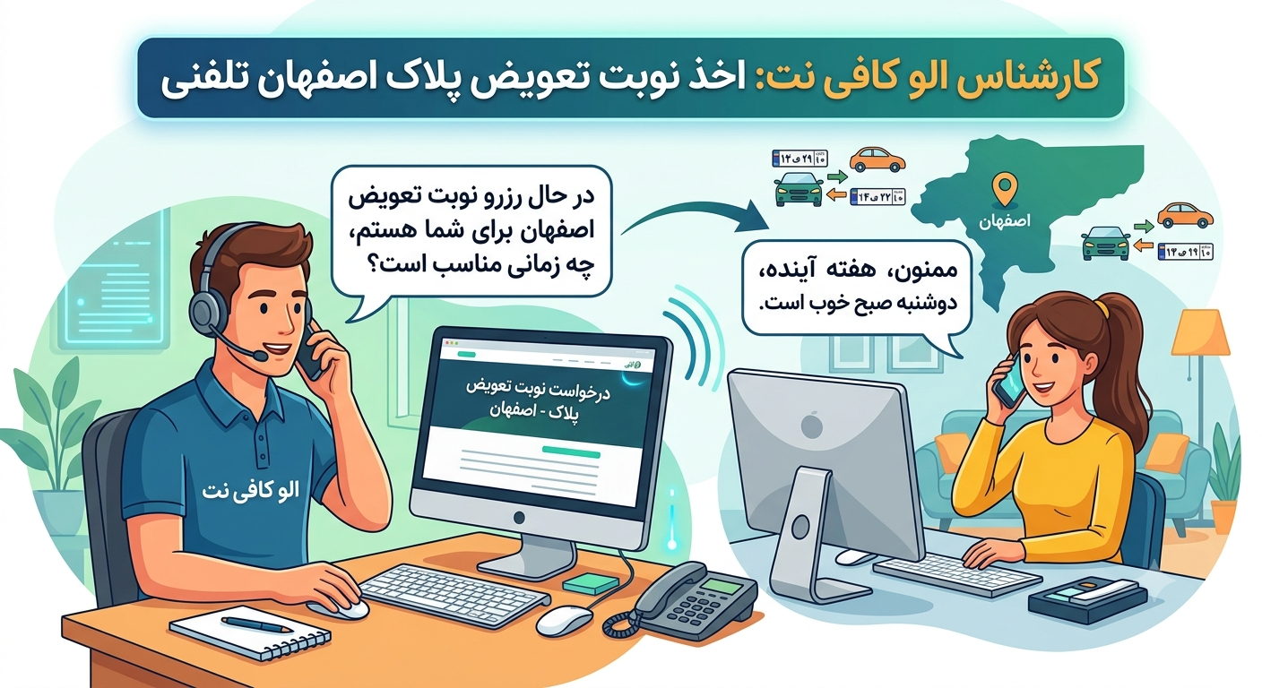 اخذ نوبت تعویض پلاک اصفهان با الو کافی نت